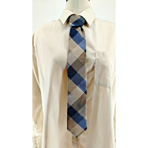 Michael Kors Brown Blue Polyester Men's Necktie Classic Length 56" 13/16th
